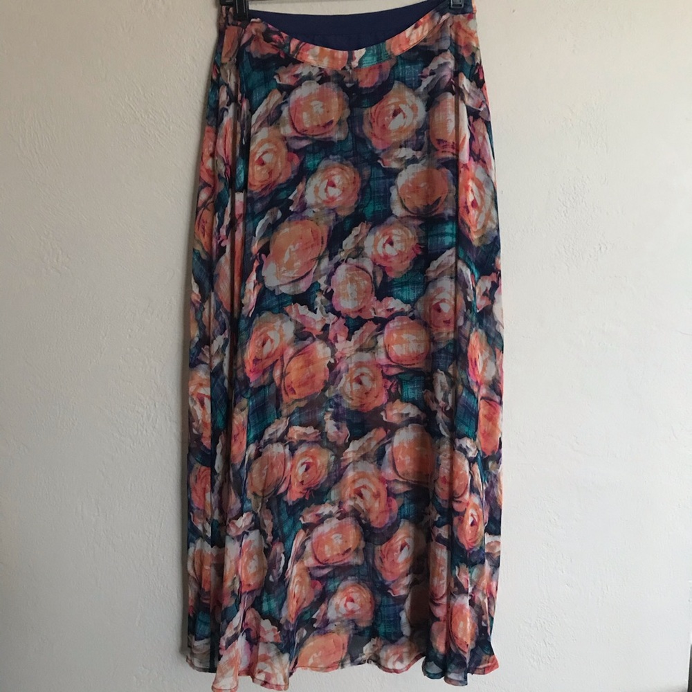 Watercolor Floral Maxi Skirt
